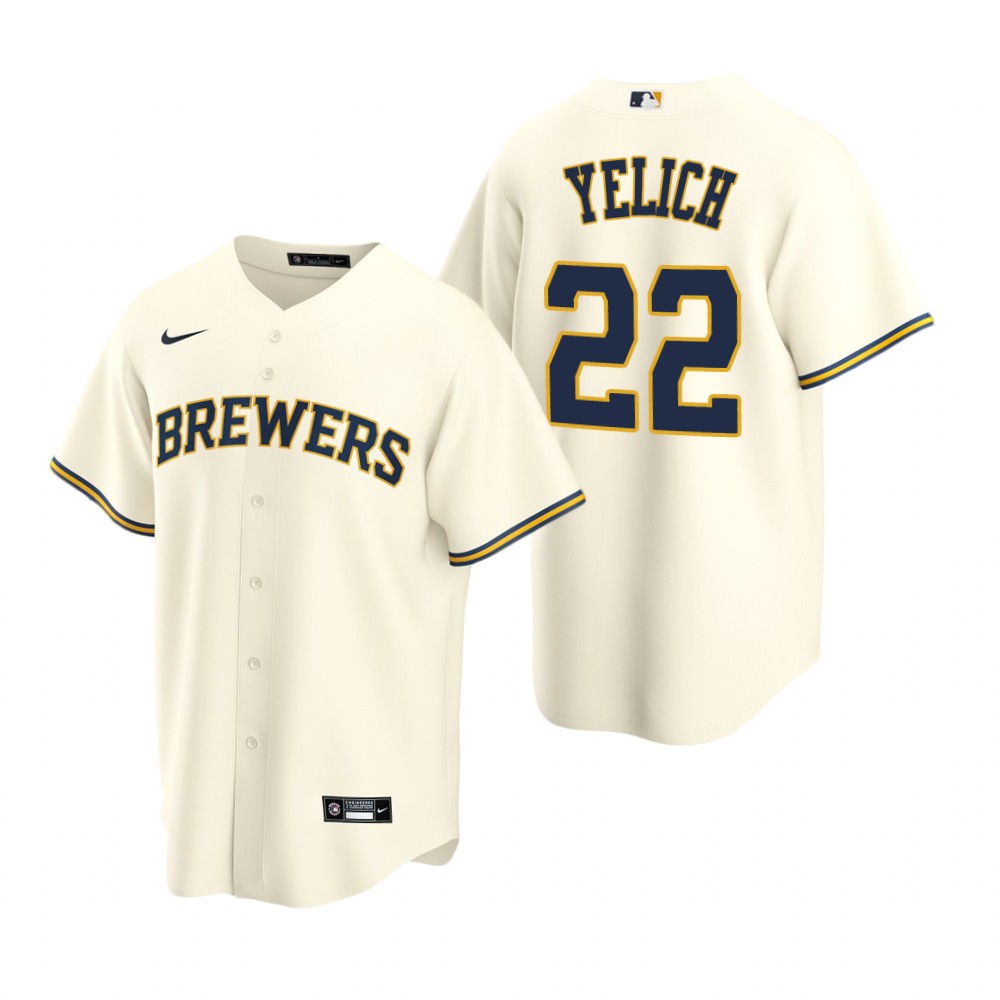 Milwaukee Brewers Christian Yelich Cream Replica Home Jersey Milwaukee Brewers Christian Yelich Cream Replica Home Jersey
