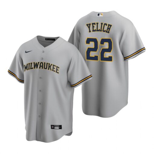 Milwaukee Brewers Christian Yelich Gray Replica Road Jersey