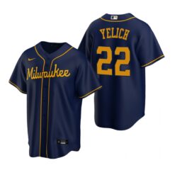 Milwaukee Brewers Christian Yelich Navy Replica Alternate Jersey