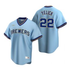 Milwaukee Brewers Christian Yelich Powder Blue Road Cooperstown Jersey