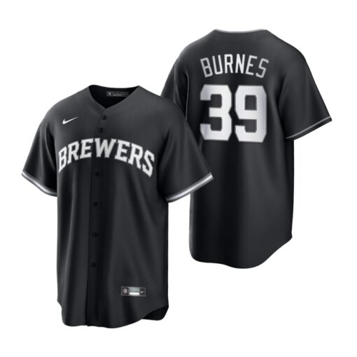Milwaukee Brewers Corbin Burnes Black White Fashion Replica Jersey