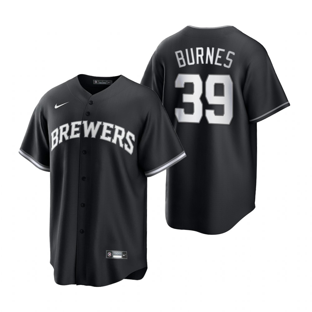 Milwaukee Brewers Corbin Burnes Black White Fashion Replica Jersey Milwaukee Brewers Corbin Burnes Black White Fashion Replica Jersey