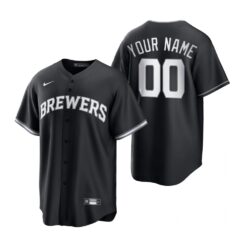 Milwaukee Brewers Custom Black White Fashion Replica Jersey