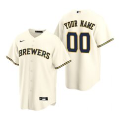Milwaukee Brewers Custom Cream Home Replica Jersey
