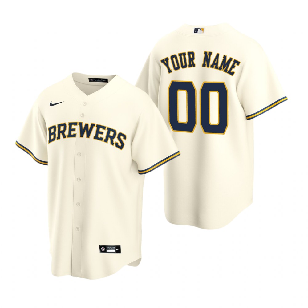Milwaukee Brewers Custom Cream Home Replica Jersey Milwaukee Brewers Custom Cream Home Replica Jersey