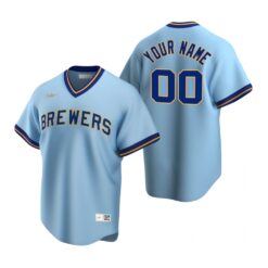 Milwaukee Brewers Custom Powder Blue Cooperstown Road Jersey