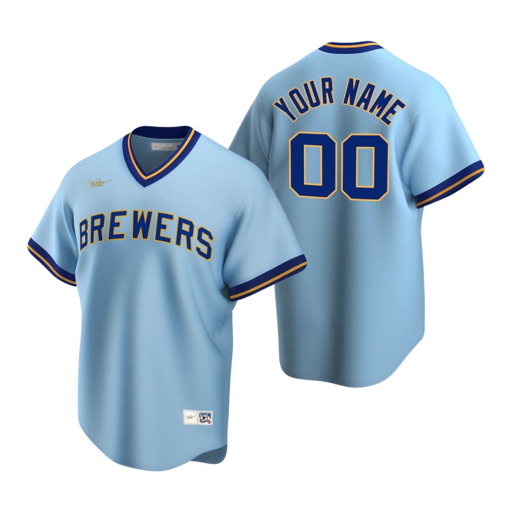 Milwaukee Brewers Custom Powder Blue Cooperstown Road Jersey Milwaukee Brewers Custom Powder Blue Cooperstown Road Jersey