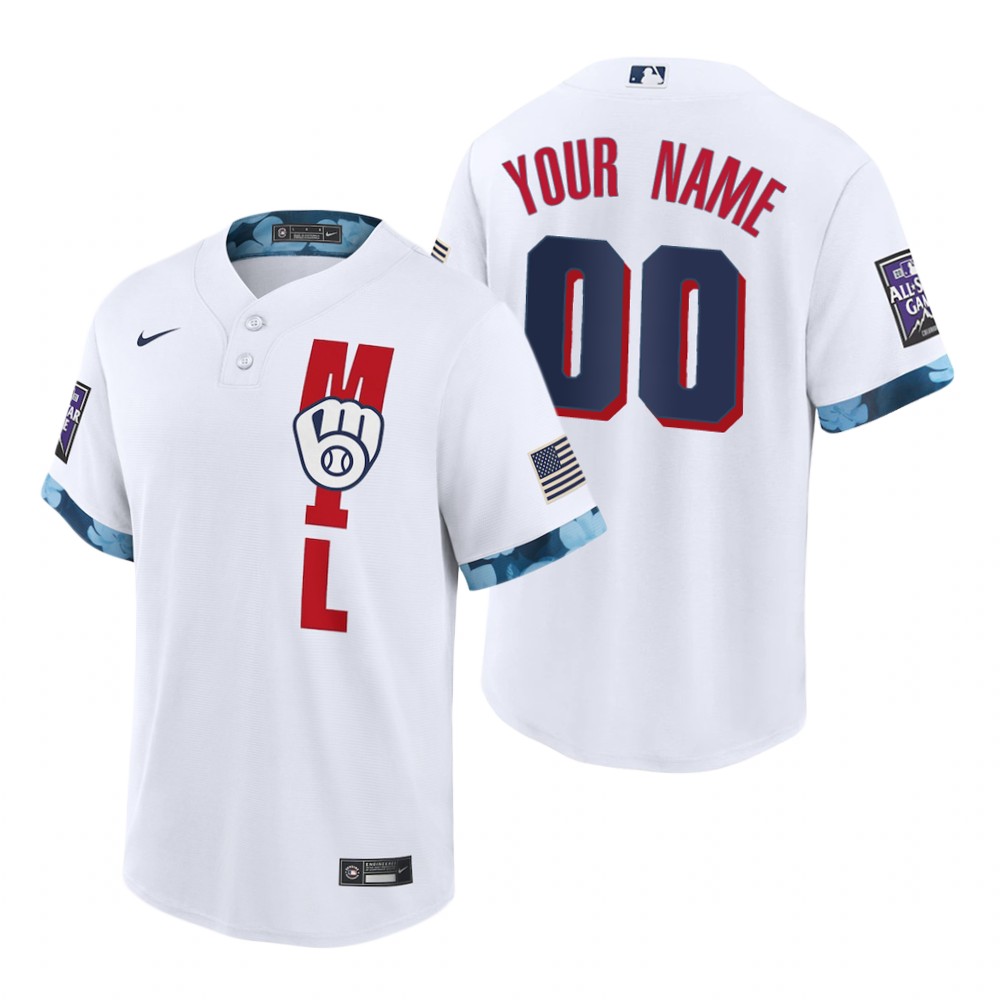 Milwaukee Brewers Custom White 2021 All Star Game Replica Jersey Milwaukee Brewers Custom White 2021 All Star Game Replica Jersey