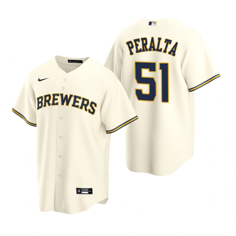 Milwaukee Brewers Freddy Peralta Cream Home Replica Jersey Milwaukee Brewers Freddy Peralta Cream Home Replica Jersey