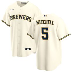 Milwaukee Brewers Garrett Mitchell Cream Home Replica Jersey