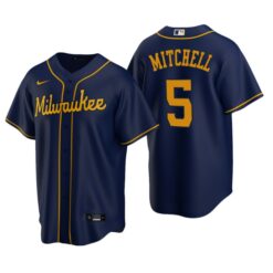 Milwaukee Brewers Garrett Mitchell Navy Alternate Replica Jersey