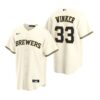 Milwaukee Brewers Jesse Winker Black White All Black Fashion Replica Jersey