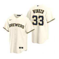 Milwaukee Brewers Jesse Winker Cream Home Replica Jersey
