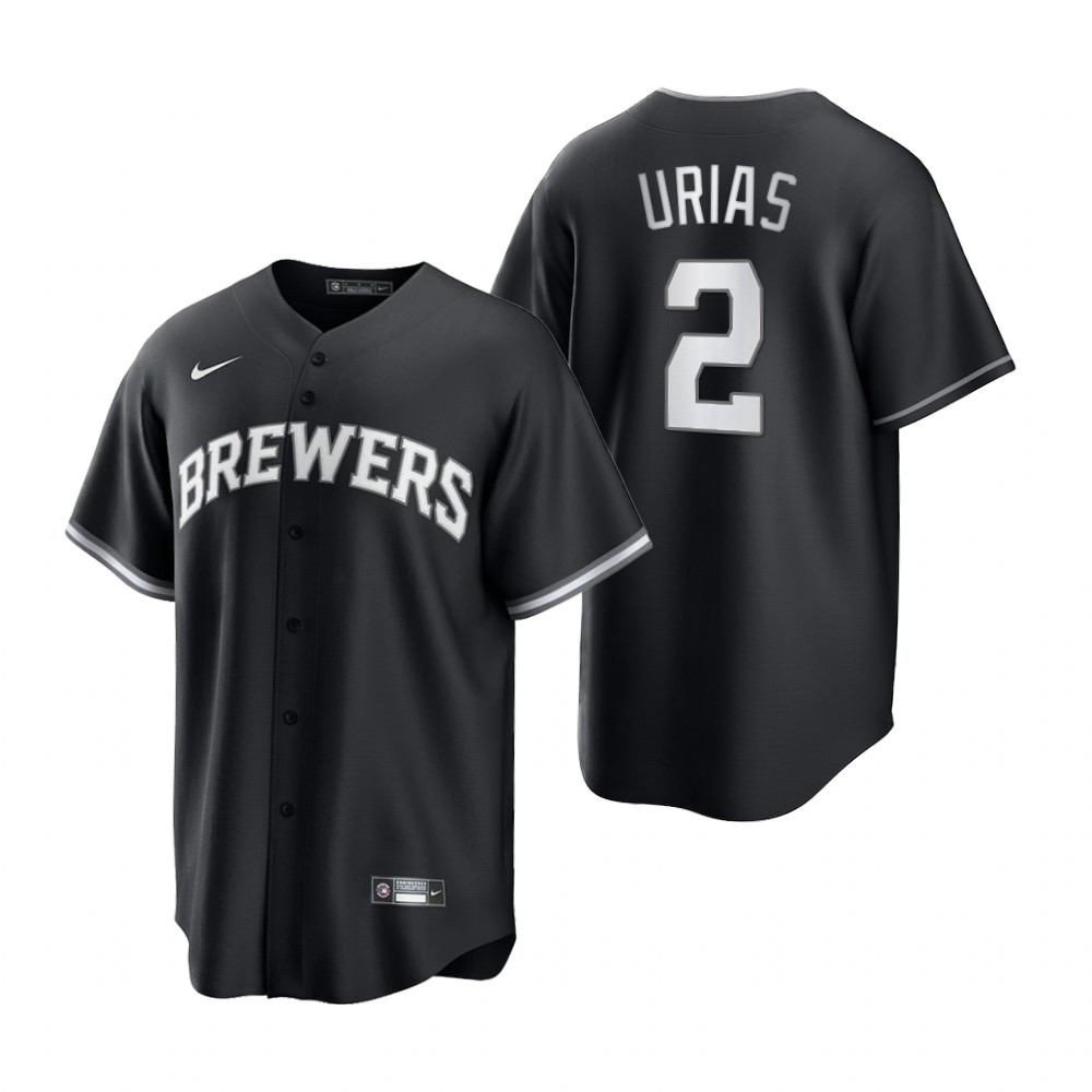 Milwaukee Brewers Luis Urias Black White All Black Fashion Replica Jersey Milwaukee Brewers Luis Urias Black White All Black Fashion Replica Jersey