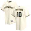 Milwaukee Brewers Mike Brosseau White Navy Alternate Replica Jersey