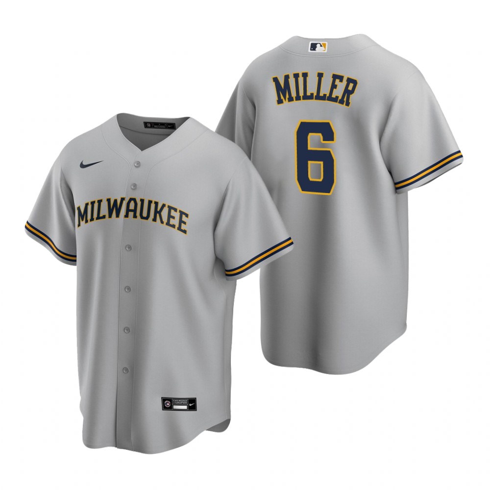 Milwaukee Brewers Owen Miller Gray Road Replica Jersey Milwaukee Brewers Owen Miller Gray Road Replica Jersey