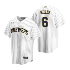 Milwaukee Brewers Owen Miller White Navy Alternate Replica Jersey
