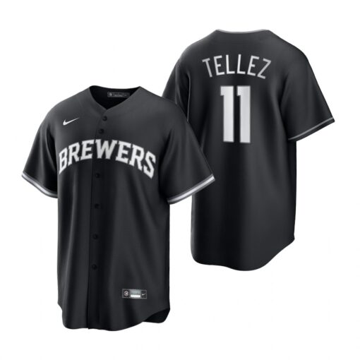 Milwaukee Brewers Rowdy Tellez Black White All Black Fashion Replica Jersey