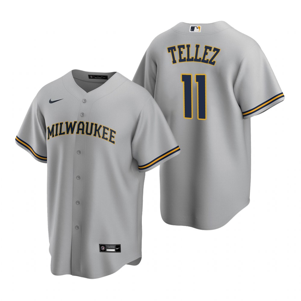 Milwaukee Brewers Rowdy Tellez Gray Road Replica Jersey Milwaukee Brewers Rowdy Tellez Gray Road Replica Jersey