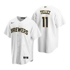 Milwaukee Brewers Rowdy Tellez White Navy Alternate Replica Jersey