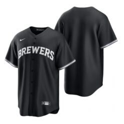 Milwaukee Brewers Team Black White Fashion Replica Jersey