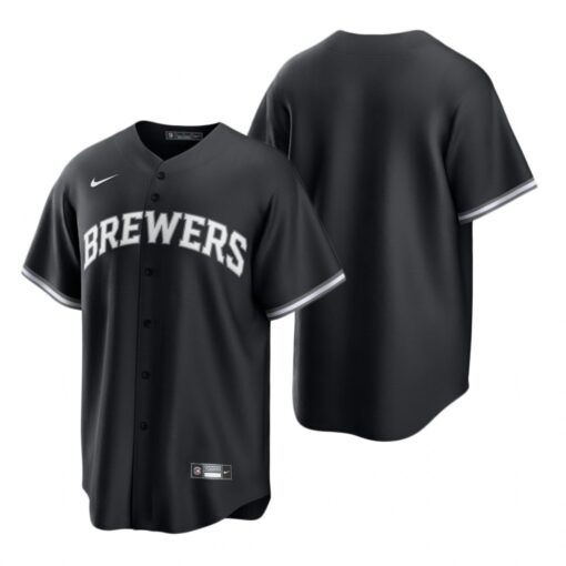 Milwaukee Brewers Team Black White Fashion Replica Jersey