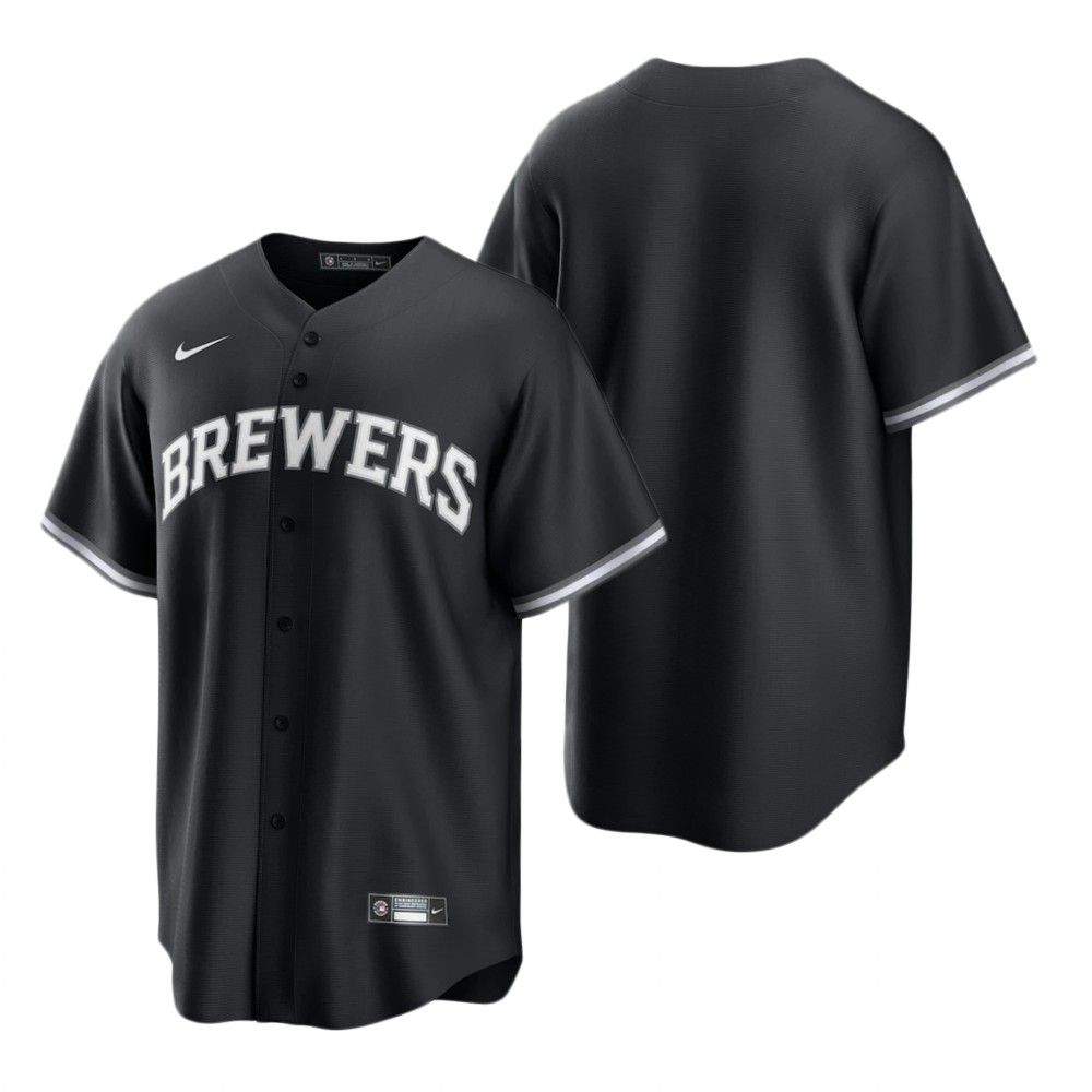 Milwaukee Brewers Team Black White Fashion Replica Jersey Milwaukee Brewers Team Black White Fashion Replica Jersey
