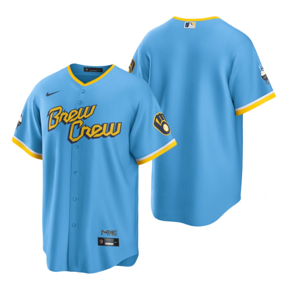 Milwaukee Brewers Team Powder Blue 2022 City Connect Replica Jersey Milwaukee Brewers Team Powder Blue 2022 City Connect Replica Jersey