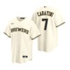 Milwaukee Brewers Victor Caratini White Navy Alternate Replica Jersey