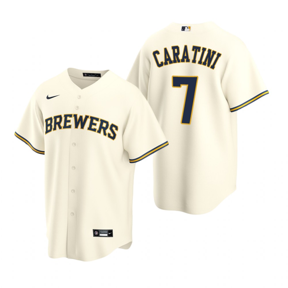 Milwaukee Brewers Victor Caratini Cream Home Replica Jersey Milwaukee Brewers Victor Caratini Cream Home Replica Jersey