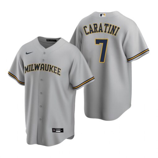 Milwaukee Brewers Victor Caratini Nike Gray Road Replica Jersey