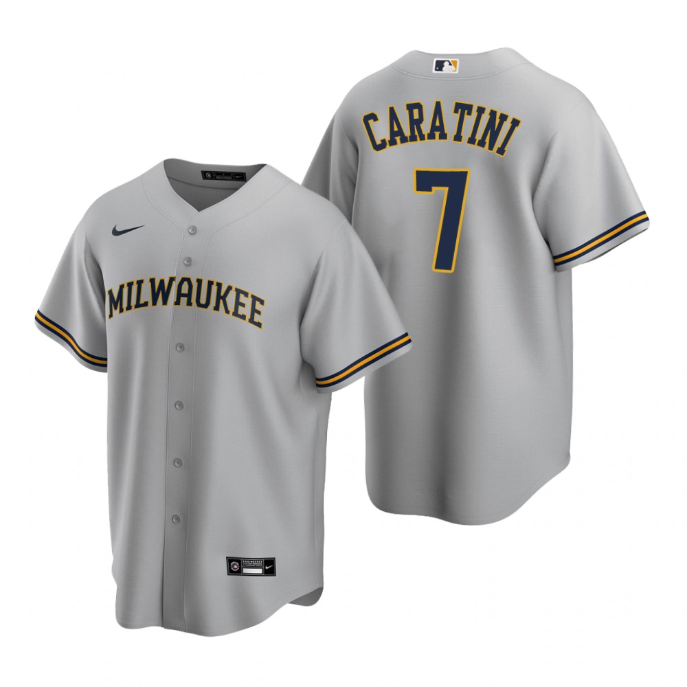 Milwaukee Brewers Victor Caratini Nike Gray Road Replica Jersey Milwaukee Brewers Victor Caratini Nike Gray Road Replica Jersey