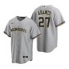 Milwaukee Brewers Willy Adames White Navy Alternate Replica Jersey