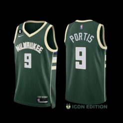 Milwaukee Bucks Bobby Portis 2022-23 Icon Edition NO.6 Patch Jersey Green