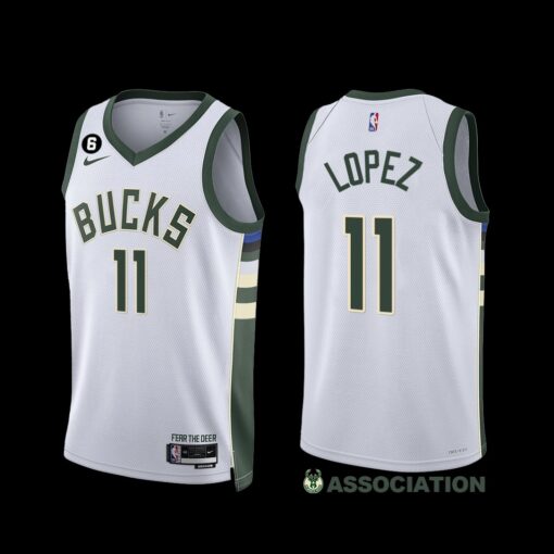 Milwaukee Bucks Brook Lopez 2022-23 Association Edition Jersey White