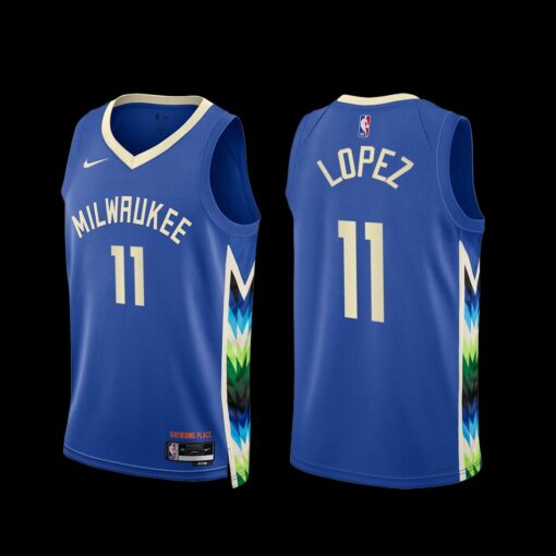 Milwaukee Bucks Brook Lopez 2022-23 City Edition Jersey Blue