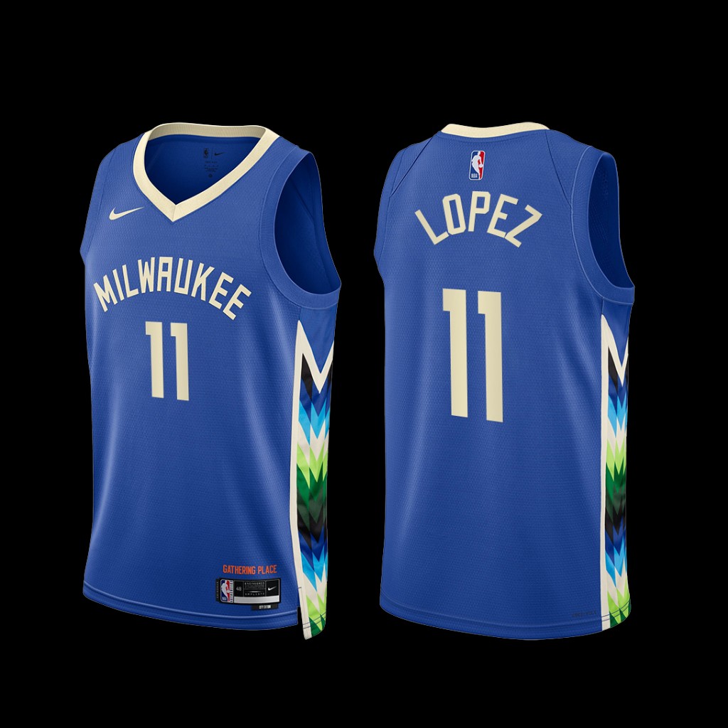 Milwaukee Bucks Brook Lopez 2022-23 City Edition Jersey Blue Milwaukee Bucks Brook Lopez 2022-23 City Edition Jersey Blue