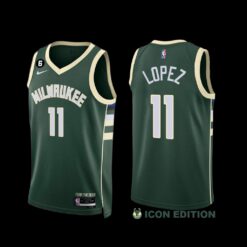Milwaukee Bucks Brook Lopez 2022-23 Icon Edition NO.6 Patch Jersey Green