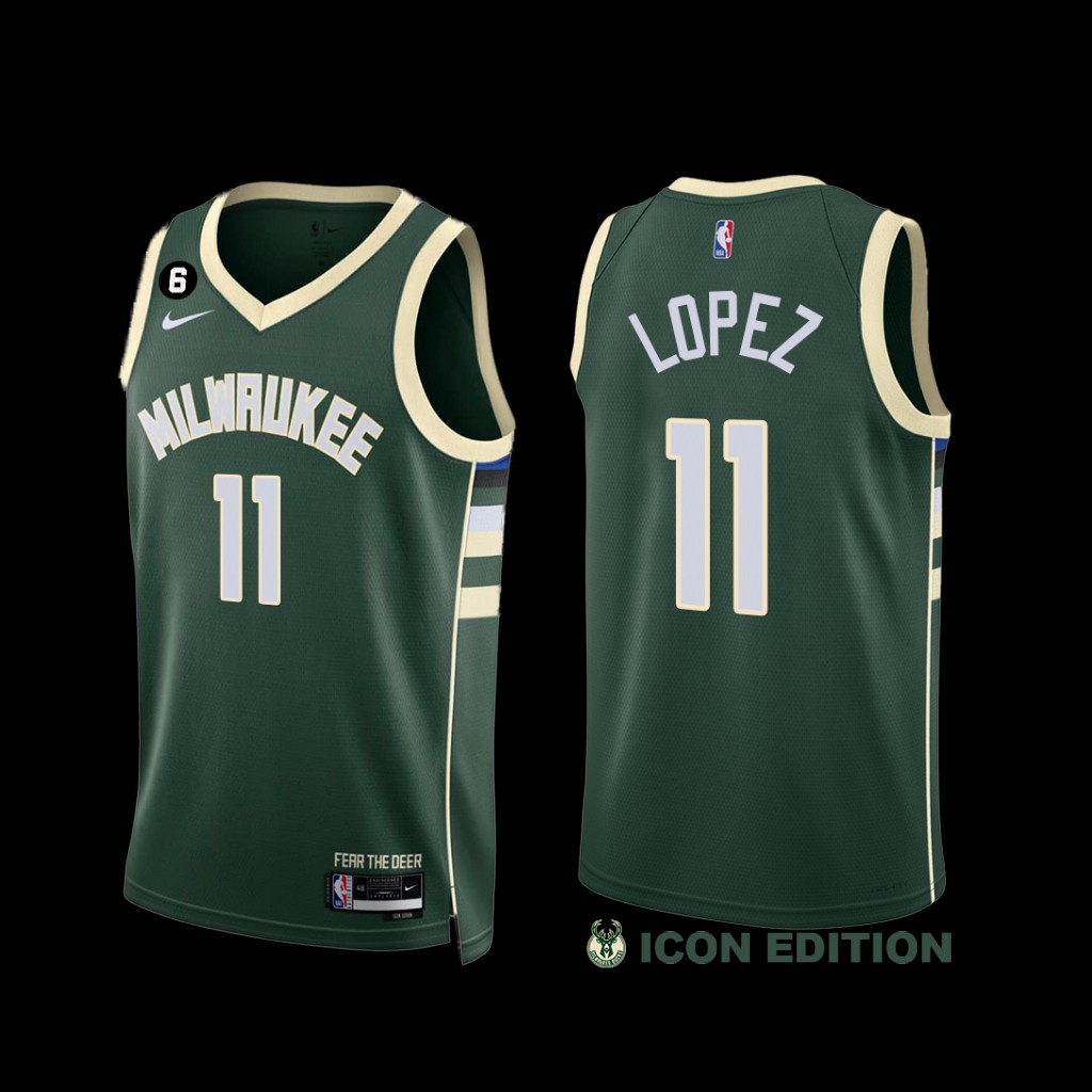 Milwaukee Bucks Brook Lopez 2022-23 Icon Edition NO.6 Patch Jersey Green Milwaukee Bucks Brook Lopez 2022-23 Icon Edition NO.6 Patch Jersey Green