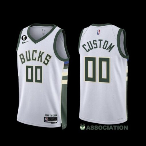 Milwaukee Bucks Custom 2022-23 Association Edition Jersey White