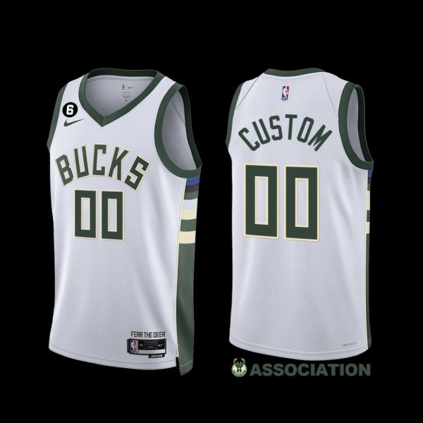 Milwaukee Bucks Custom 2022-23 Association Edition Jersey White Milwaukee Bucks Custom 2022-23 Association Edition Jersey White