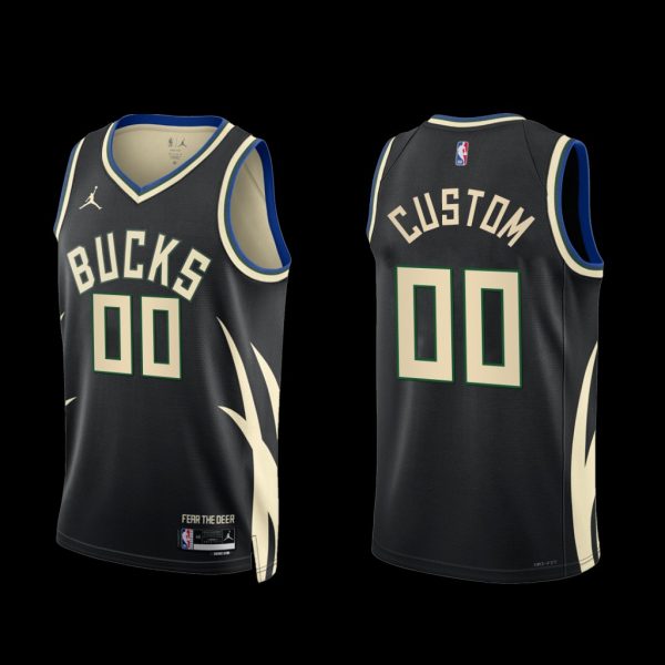 Milwaukee Bucks Custom 2022-23 Black Statement Edition Jersey Milwaukee Bucks Custom 2022-23 Black Statement Edition Jersey