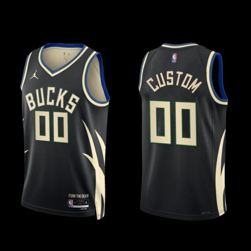 Milwaukee Bucks Custom 2022-23 Black Statement Edition Jersey
