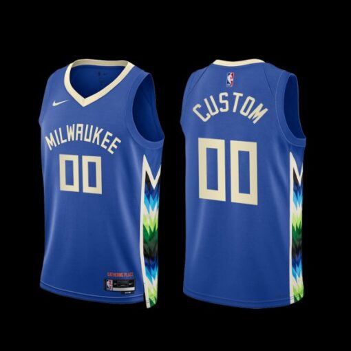 Milwaukee Bucks Custom 2022-23 City Edition Jersey Blue