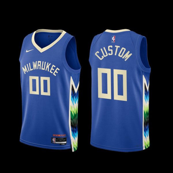 Milwaukee Bucks Custom 2022-23 City Edition Jersey Blue Milwaukee Bucks Custom 2022-23 City Edition Jersey Blue