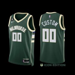 Milwaukee Bucks Custom 2022-23 Icon Edition NO.6 Patch Jersey Green