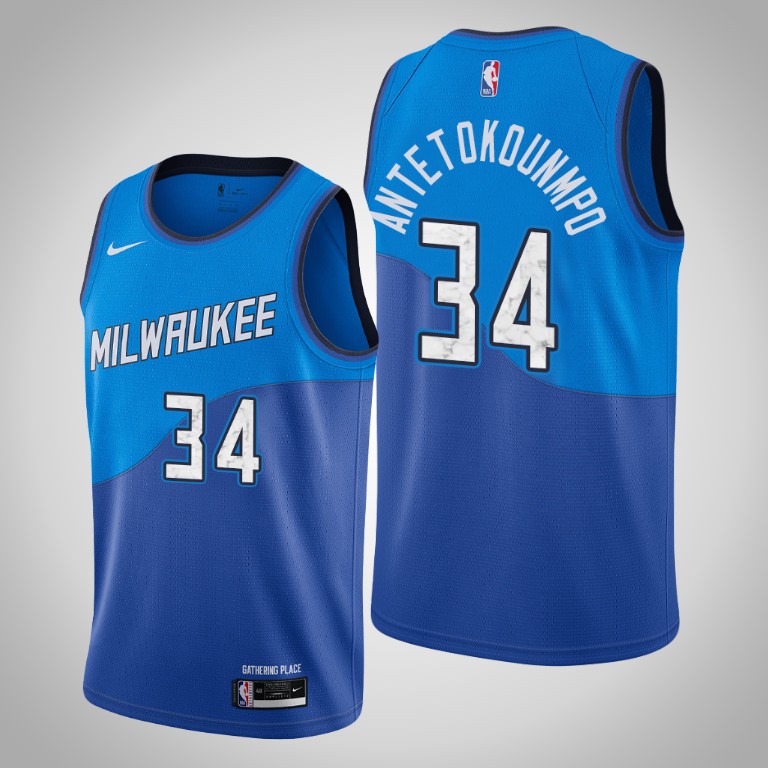 Milwaukee Bucks Giannis Antetokounmpo 2021 City Blue Jersey Milwaukee Bucks Giannis Antetokounmpo 2021 City Blue Jersey