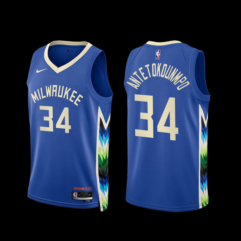 Milwaukee Bucks Giannis Antetokounmpo 2022-23 City Edition Jersey - Blue Milwaukee Bucks Giannis Antetokounmpo 2022-23 City Edition Jersey - Blue