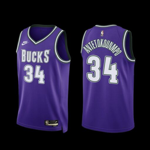 Milwaukee Bucks Giannis Antetokounmpo 2022-23 Purple Classic Edition Jersey