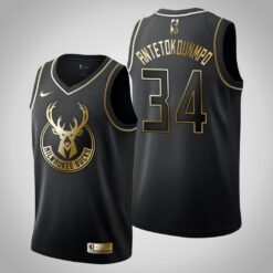 Milwaukee Bucks Giannis Antetokounmpo Black Golden Edition Jersey